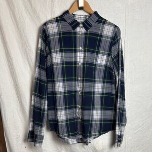 J. Crew Casual Blue and Green Plaid Long Sleeve Button Down Size L Shirt